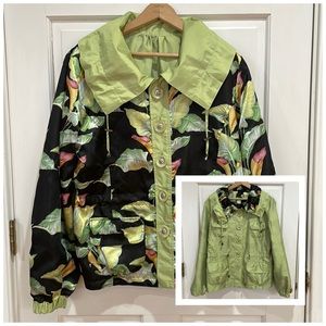 UBU | REVERSIBLE Tropical Foliage Design Jacket with Button Front - Size M